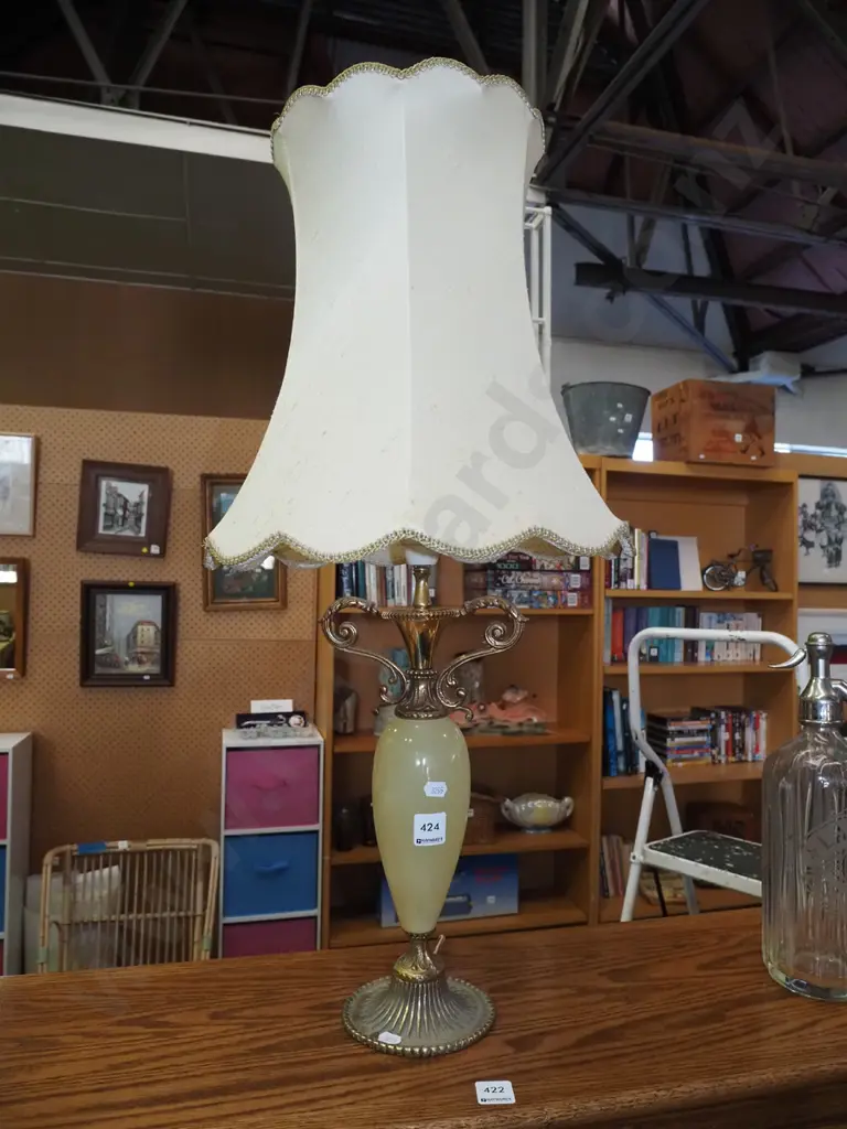 glass and brass based table lamp H-700 Image 1++