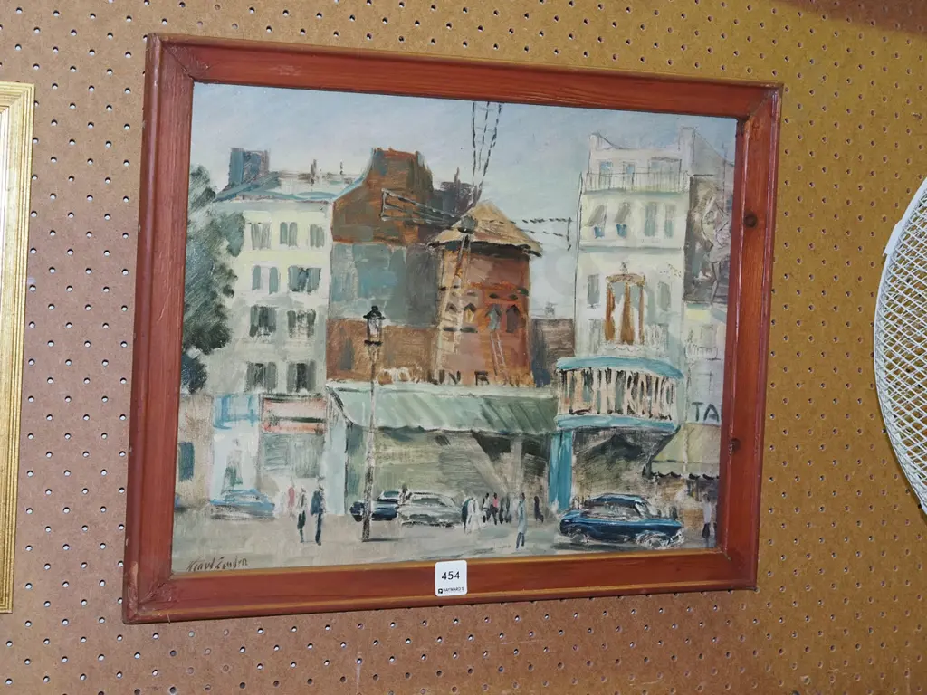 framed oil on canvas - Moulin Rouge - framing needs attention Image 1++