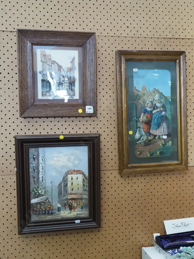 framed needlework, framed oil on board, framed print - yellow dots Image 1++