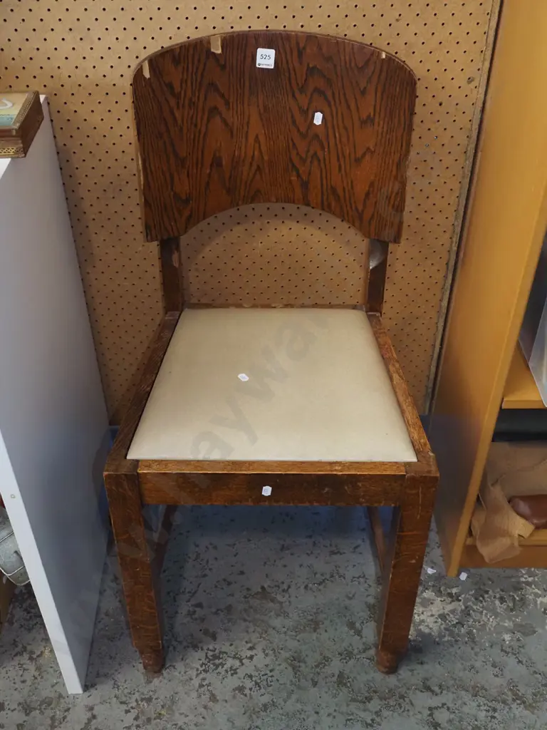 oak vinyl dining chair - needs attention Image 1++