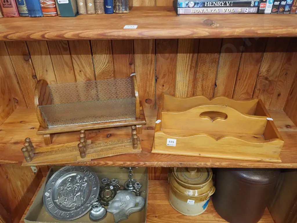 deco wood and glass fruit bowl, cutlery tray etc Image 1++