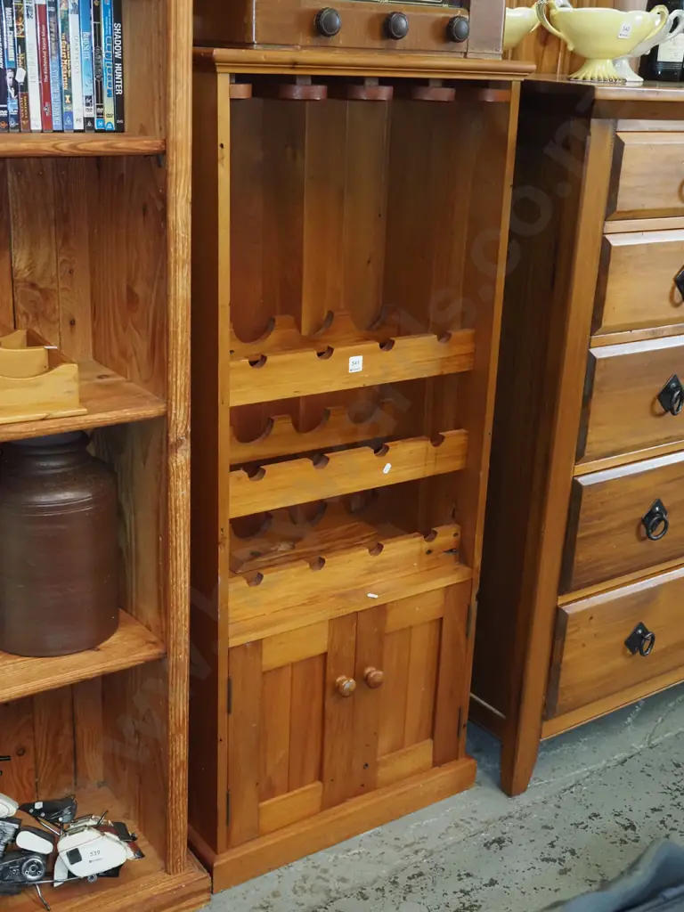 recycled rimu cabinet with wine rack, hanging rails, 2 doors H-1320 W-570 D-340 Image 1++