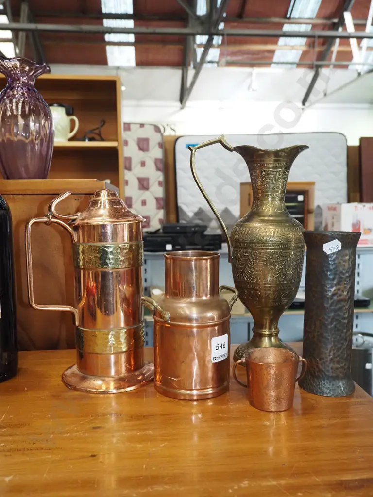 brass and copper vases, urn, tankard Image 1++