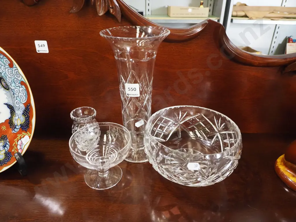 cut crystal vase, bowl, comport, small vase Tallest H-250 Image 1++