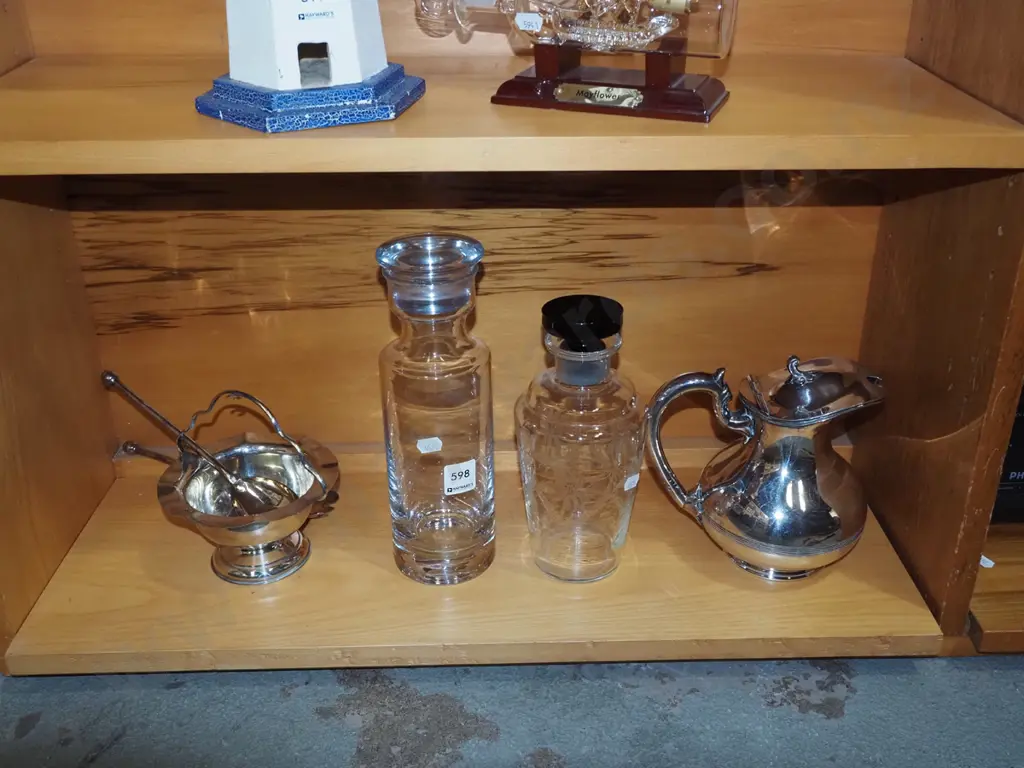2x stoppered canisters, plated basket, servers, jug Image 1++