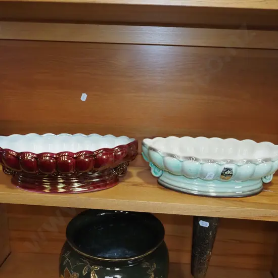 2x Titian ware vases