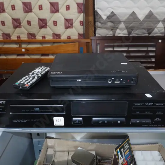 Sony CD player, Konika DVD player