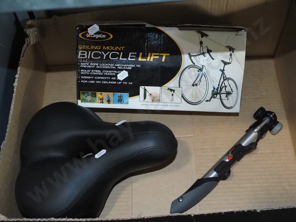 bicycle seat, bike pump, ceiling mounted bicycle lift Image 1++