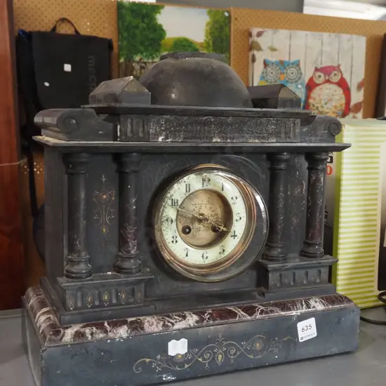 restorer's marble mantle clock H-380