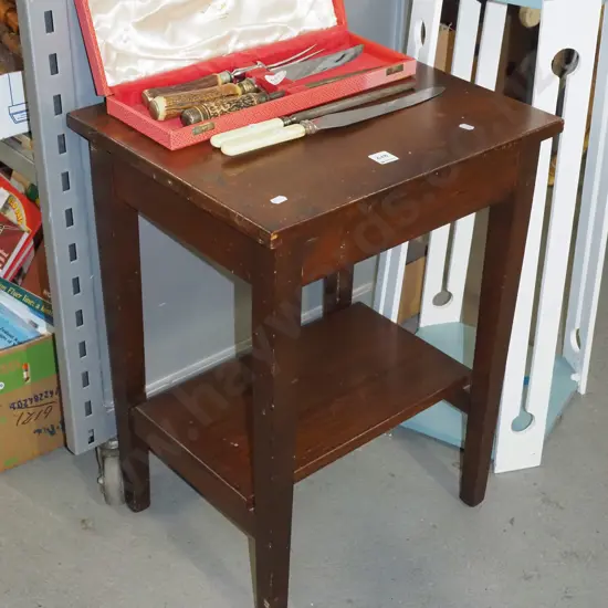 dark stained end table - varnish needs attention