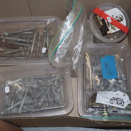 box of various nuts and bolts