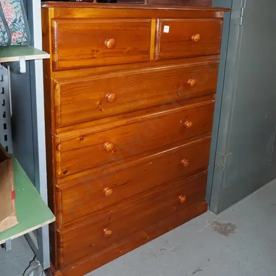 solid pine 6 drawer tallboy H-1070 W-860 D-400