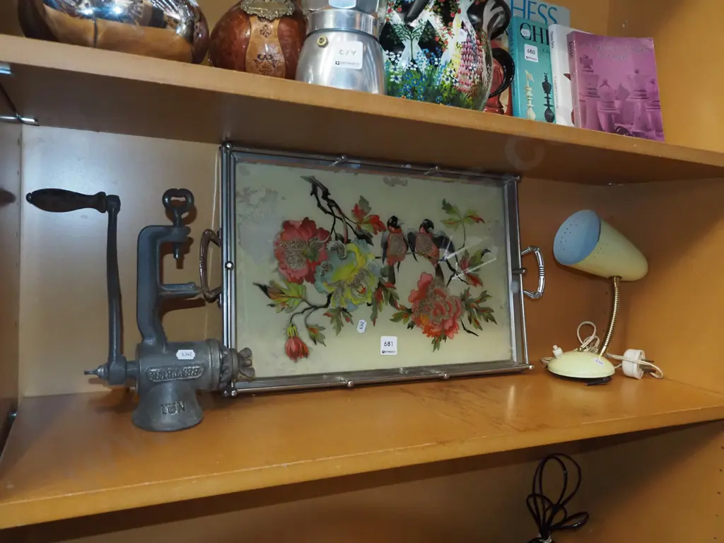 deco picture tray, bench top mincer, headboard lamp Image 1++