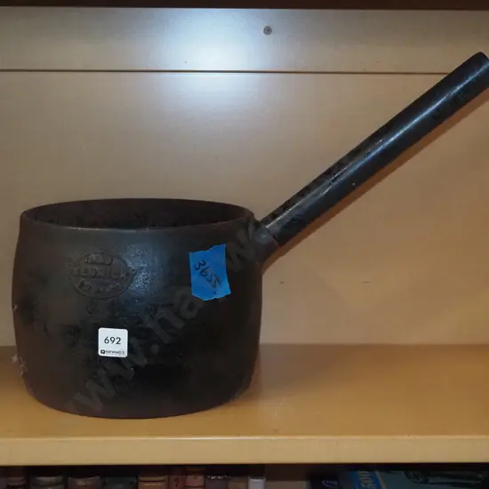 cast iron long handled pot - rusty