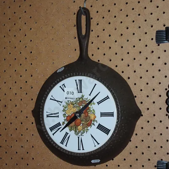 frying pan kitchen wall clock