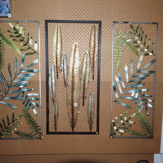 3x metal wall art - yellow dots