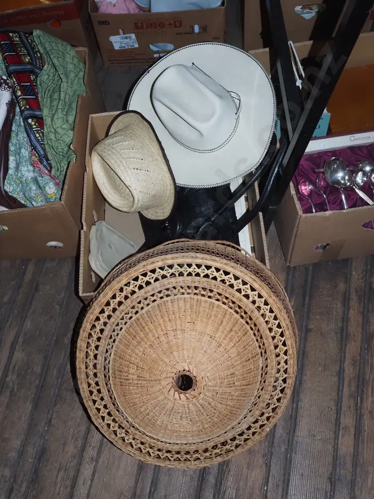 box; handbag, hats, cane lamp shade Image 1++