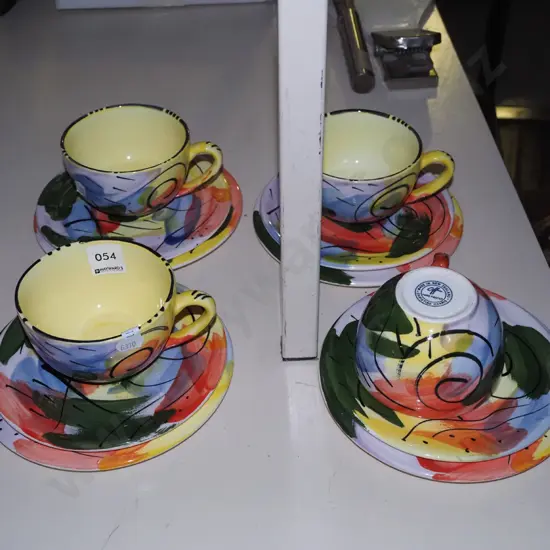 4x Christine Harris hand painted trios