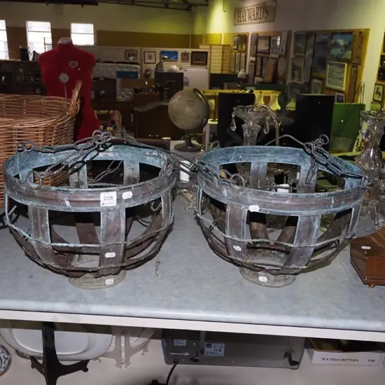 2x metal hanging garden basket cages