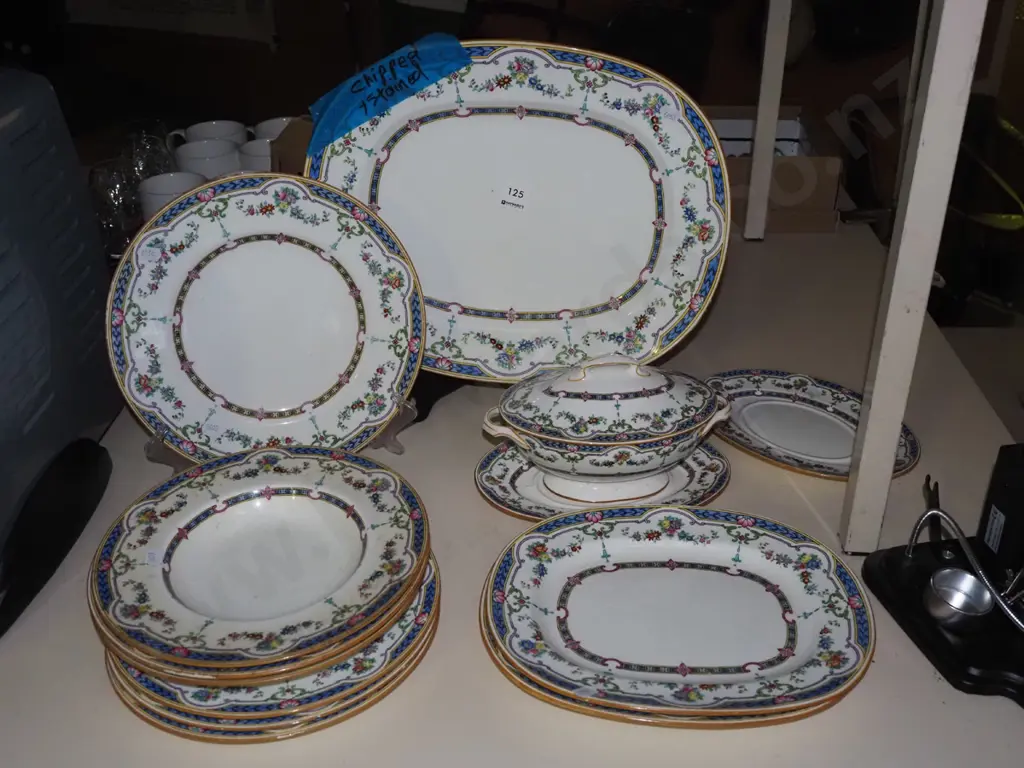 assorted Minton dinner items; ashets, bowls, lidded vege, etc - chips and stains Image 1++