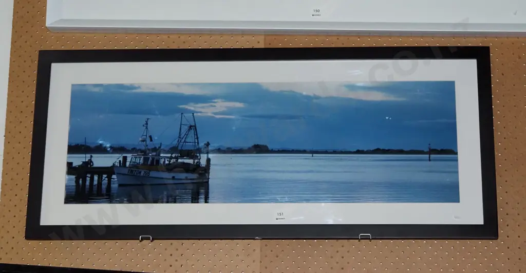 framed photographic print - fishing boat at wharf H-300 W-880 Image 1++