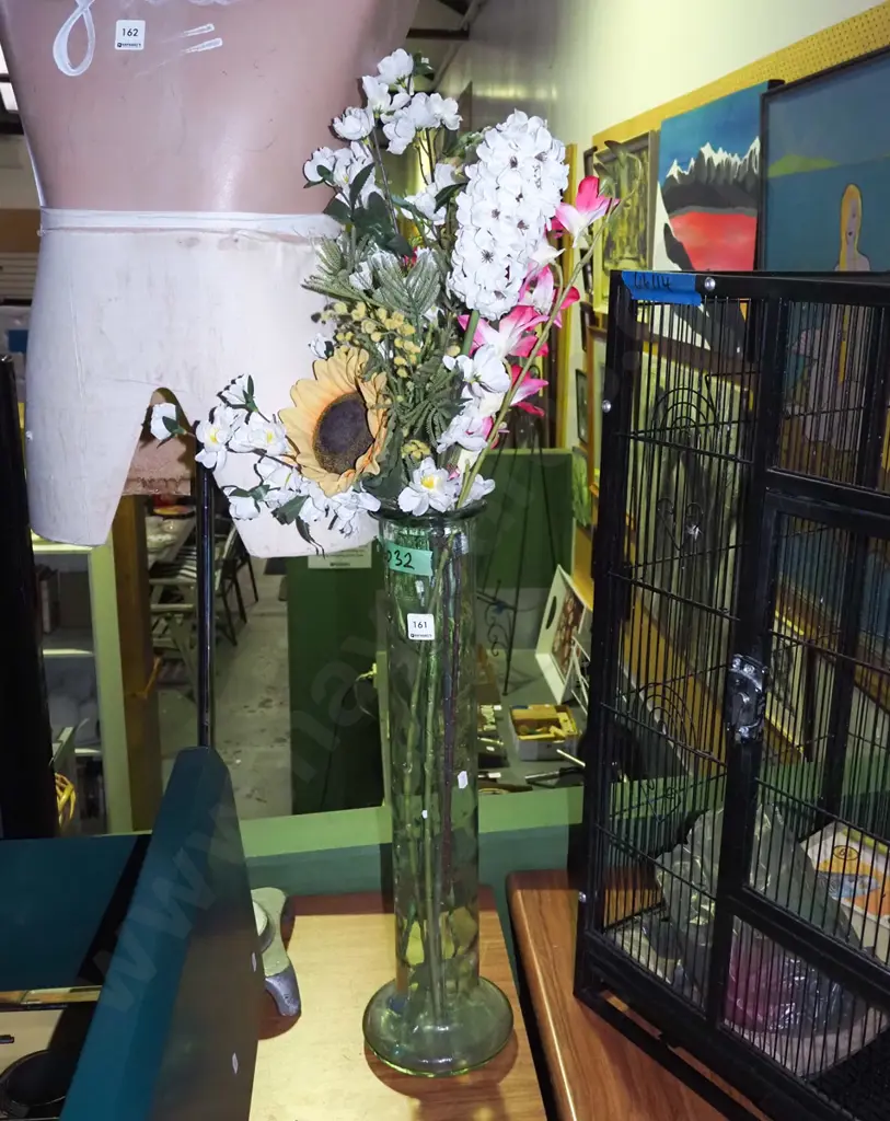 tall glass vase - faux flowers Vase H-590 Image 1++