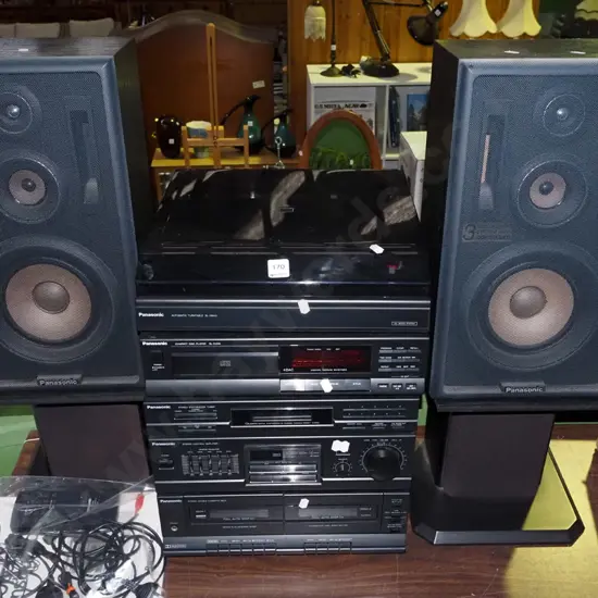 Panasonic stereo system with turntable, twin cassette, CD etc