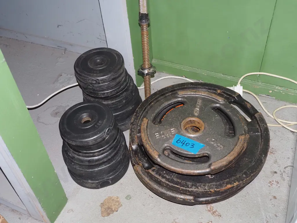 barbell and various weights Image 1++