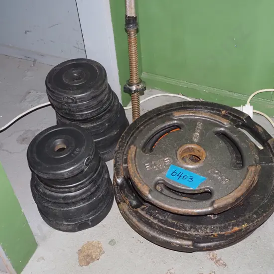 barbell and various weights