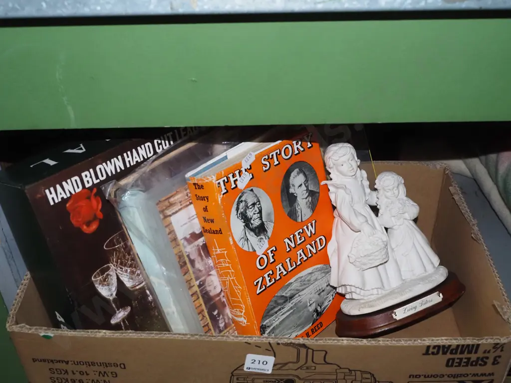 box; NZ book, figurines, Coronation St vhs etc Image 1++