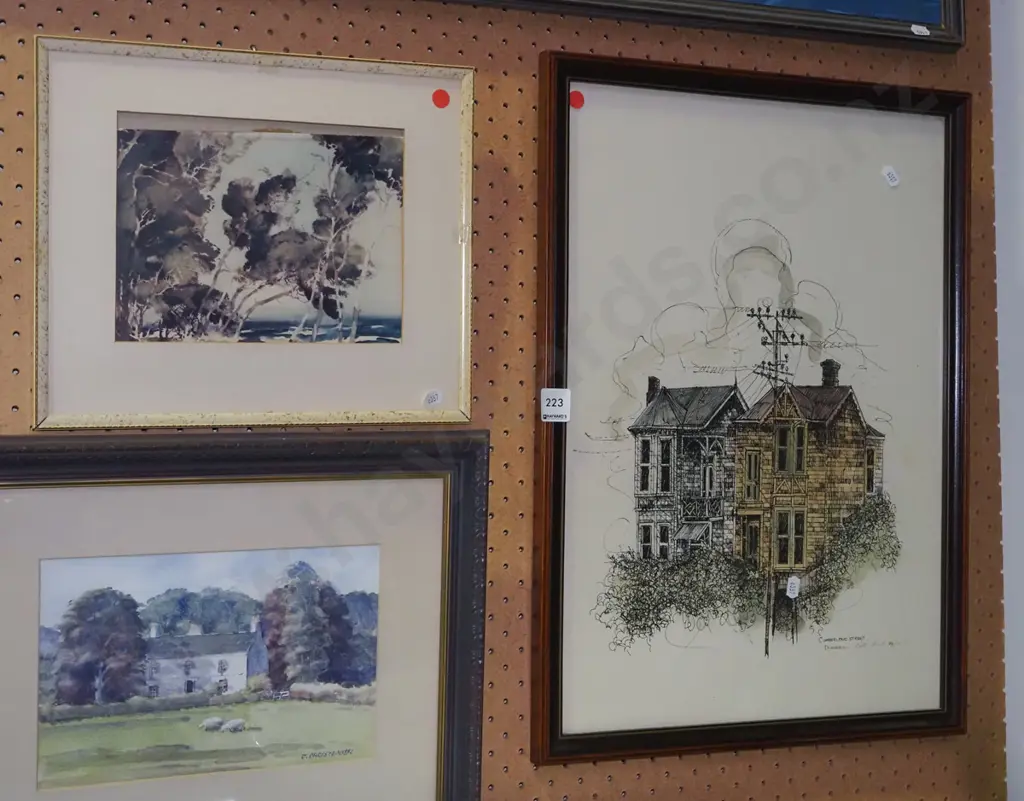 2x prints - trees, Cumberland St Dunedin - 1 frame needs attention - red dots Image 1++