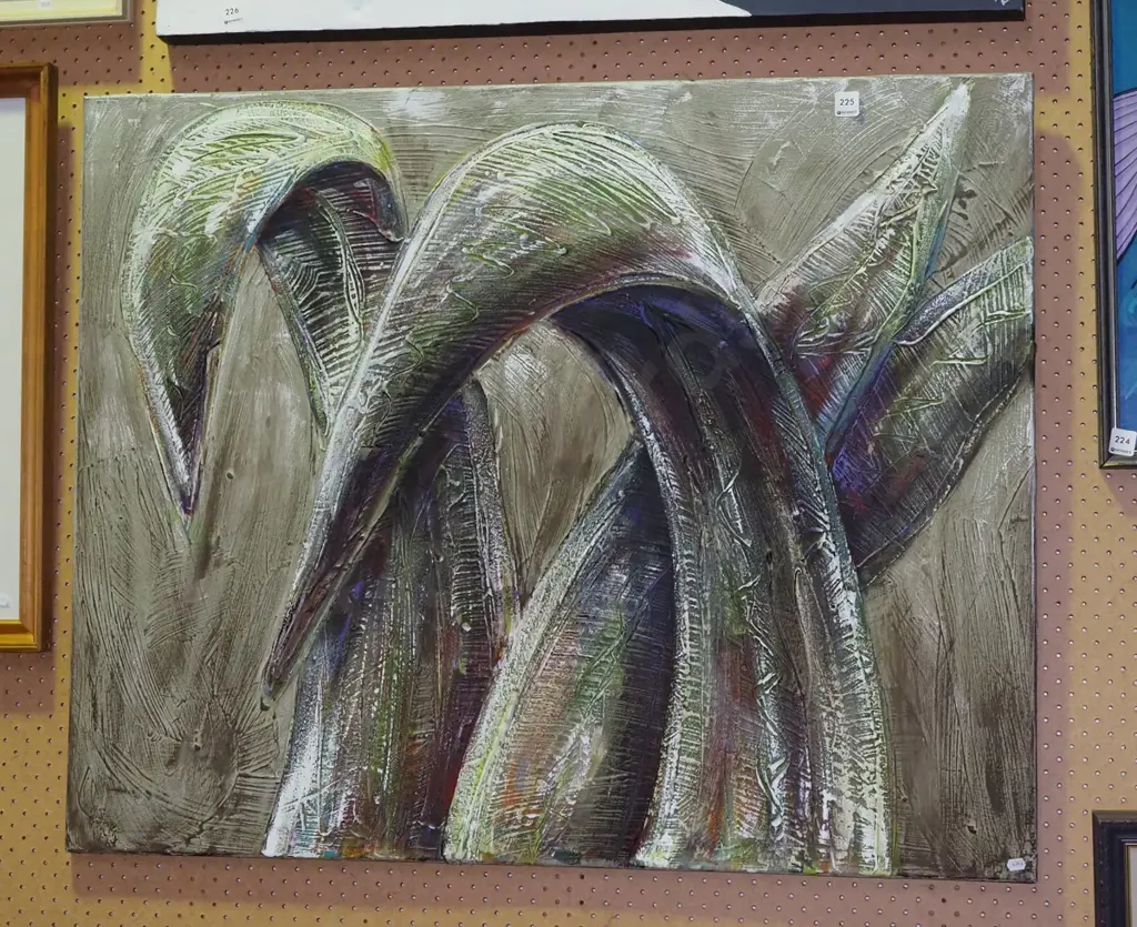 mixed media on canvas - plant fronds H-800 W-900 Image 1++