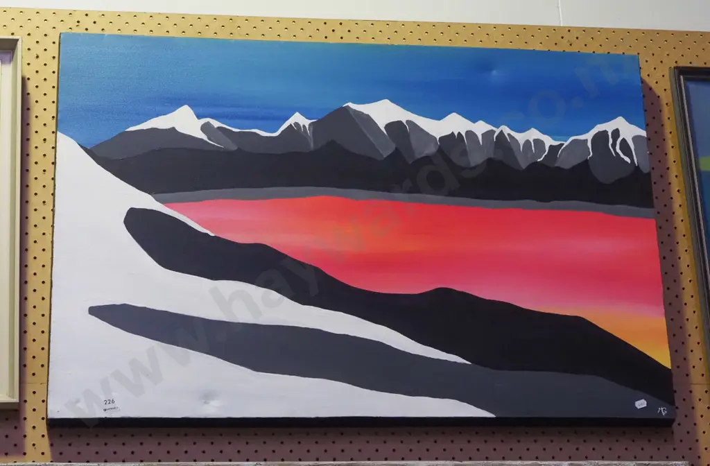 acrylic on boxed canvas - crater lake H-600 W-910 Image 1++