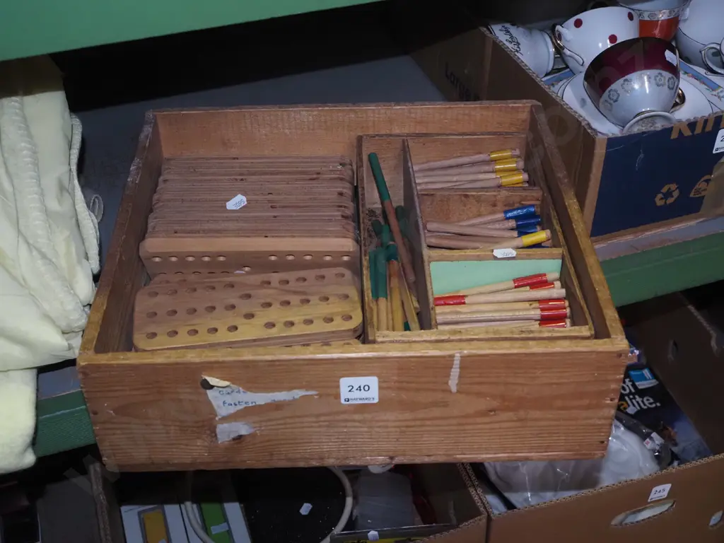 vintage wooden tray and dowel teaching aids Image 1++