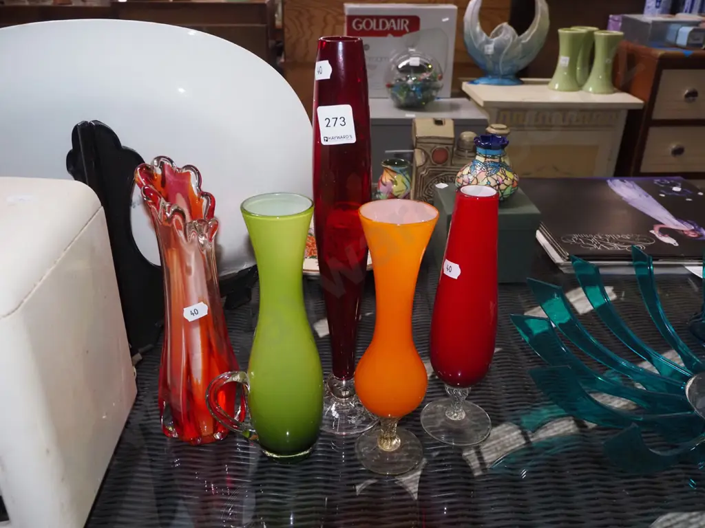 assorted coloured glass vases Tallest H-300 Image 1++