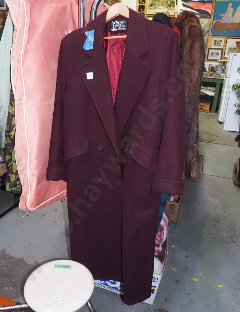 purple pure wool size 8 full legnth ladies coat Image 1++