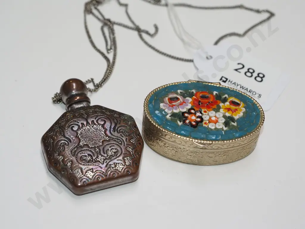 scent bottle on chain, small pill box Image 1++