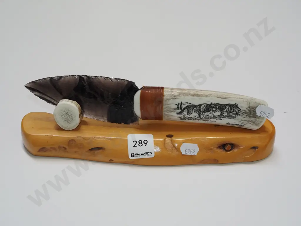 bone handled and obsidian knife Image 1++