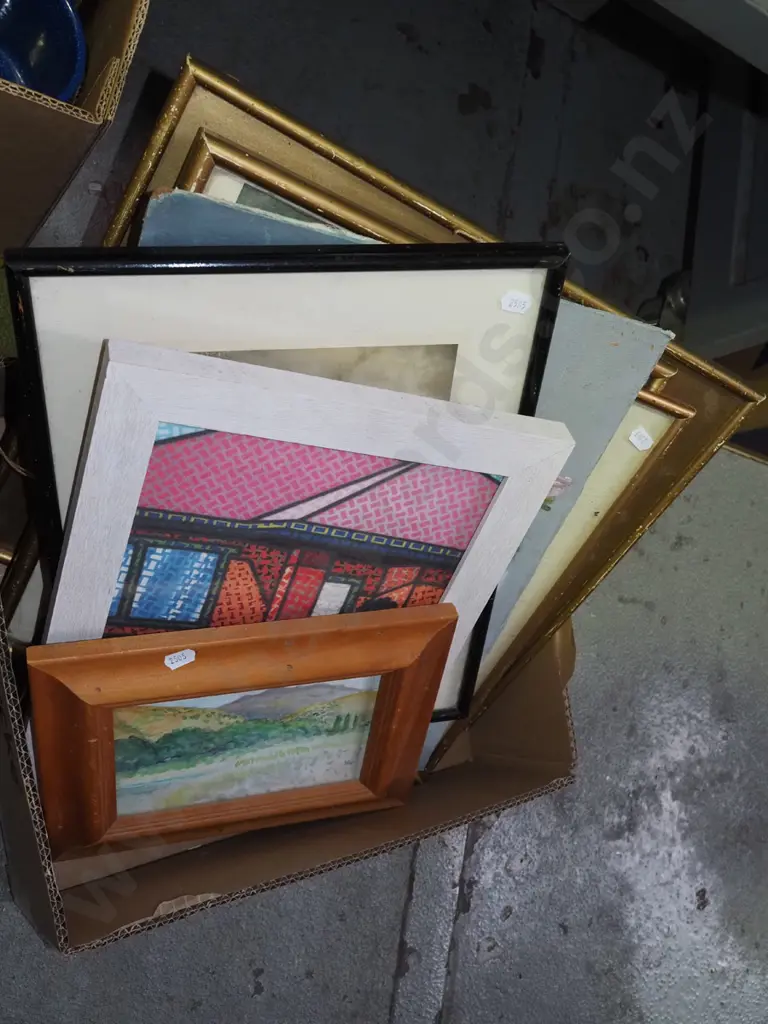 box; prints, oil on boards, framed photograph etc Image 1++