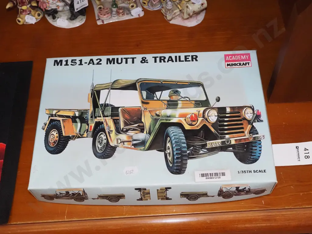 yet to be assembled model military  Mutt and trailer Image 1++