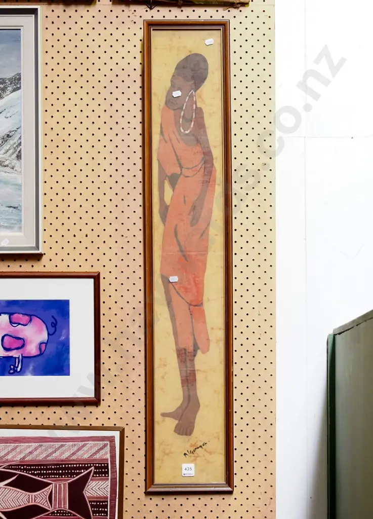 framed watercolour on silk - portrait Image 1++