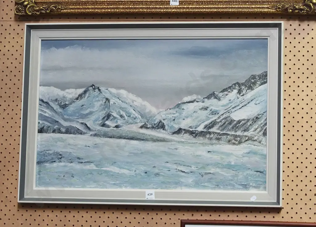 P Ashmore - framed oil - mountain and glacier scene Image 1++
