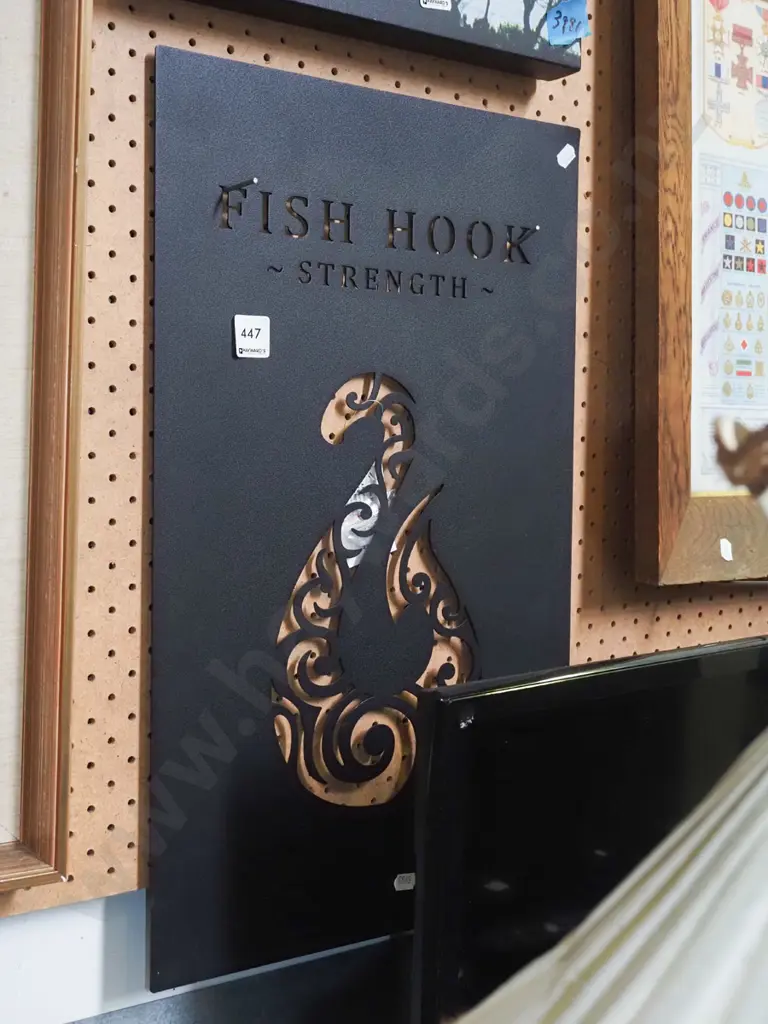 metal cut out wall art - fish hook Image 1++