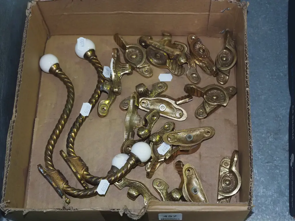 box; brass window latches, coat hooks Image 1++
