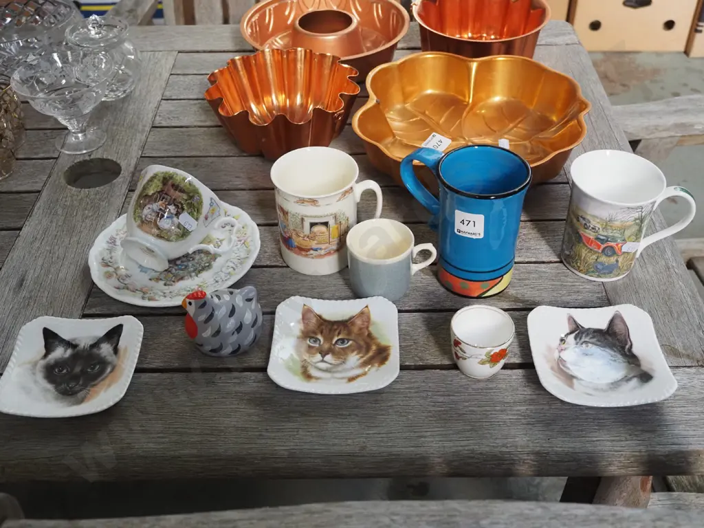 Beatrix Potter cup, saucer, cat themed pin dishes etc Image 1++