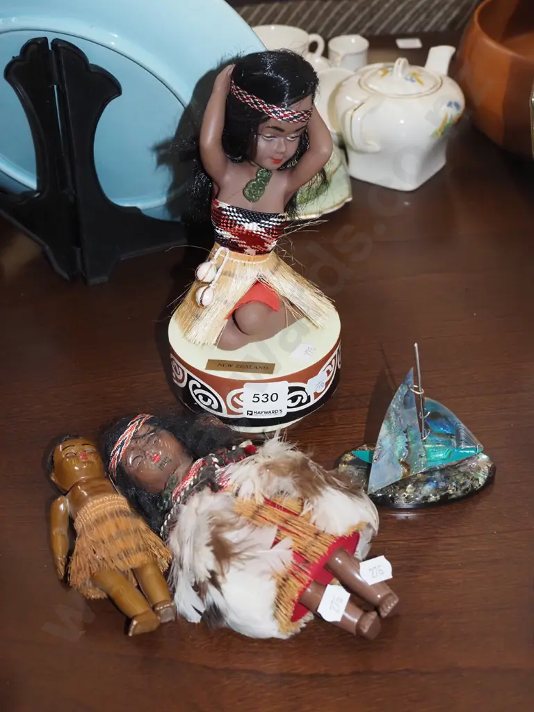 NZ souvenir dolls, paua shell boat Image 1++
