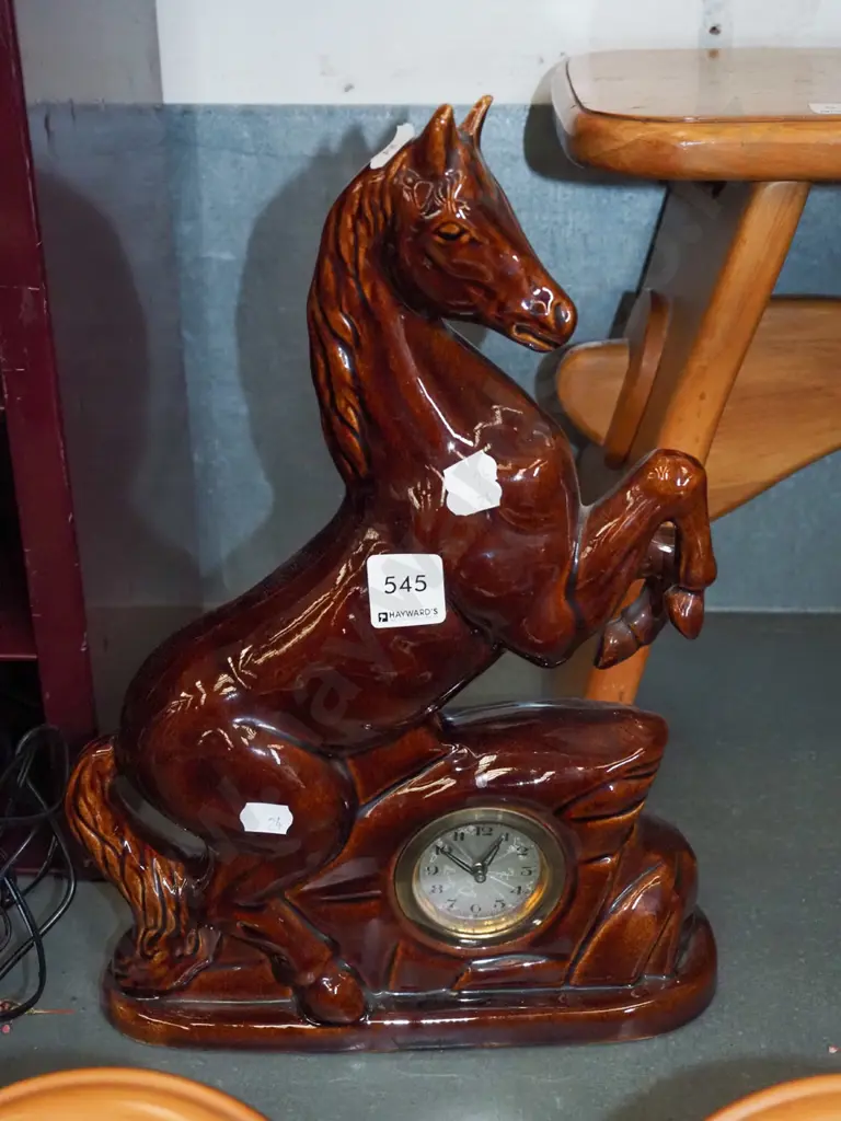 ceramic horse themed mantle clock H-350 Image 1++