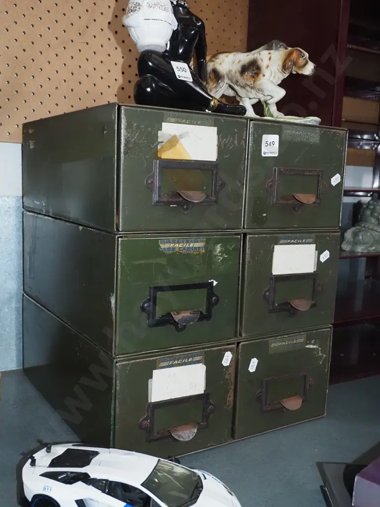 bank of 6 drawer index card file cabinets H-400 Image 1++