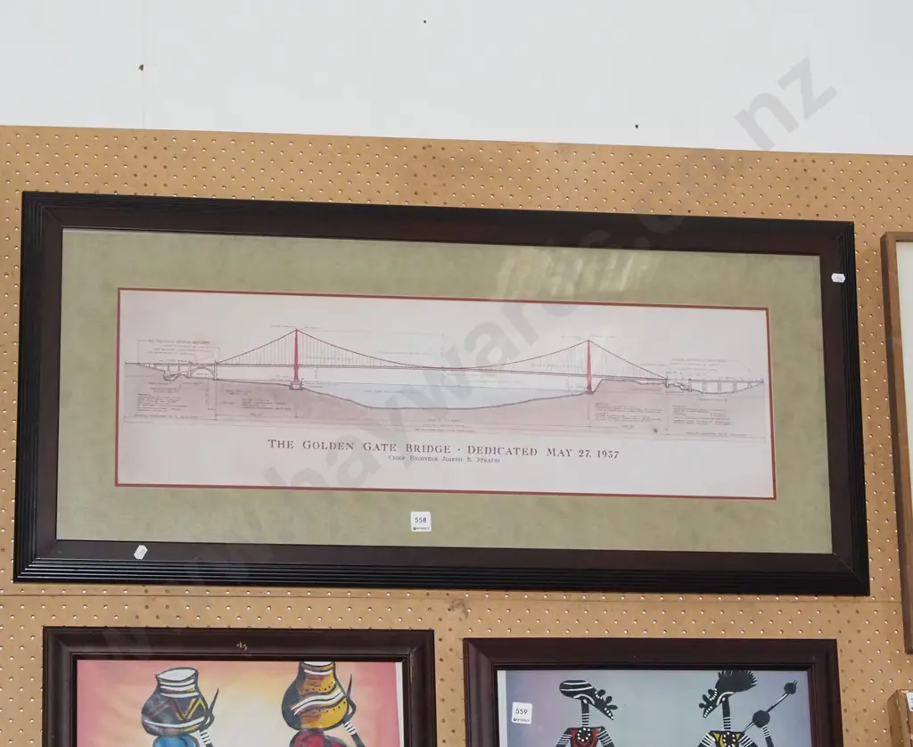 framed print - section plan of Golden Gate Bridge Image 1++