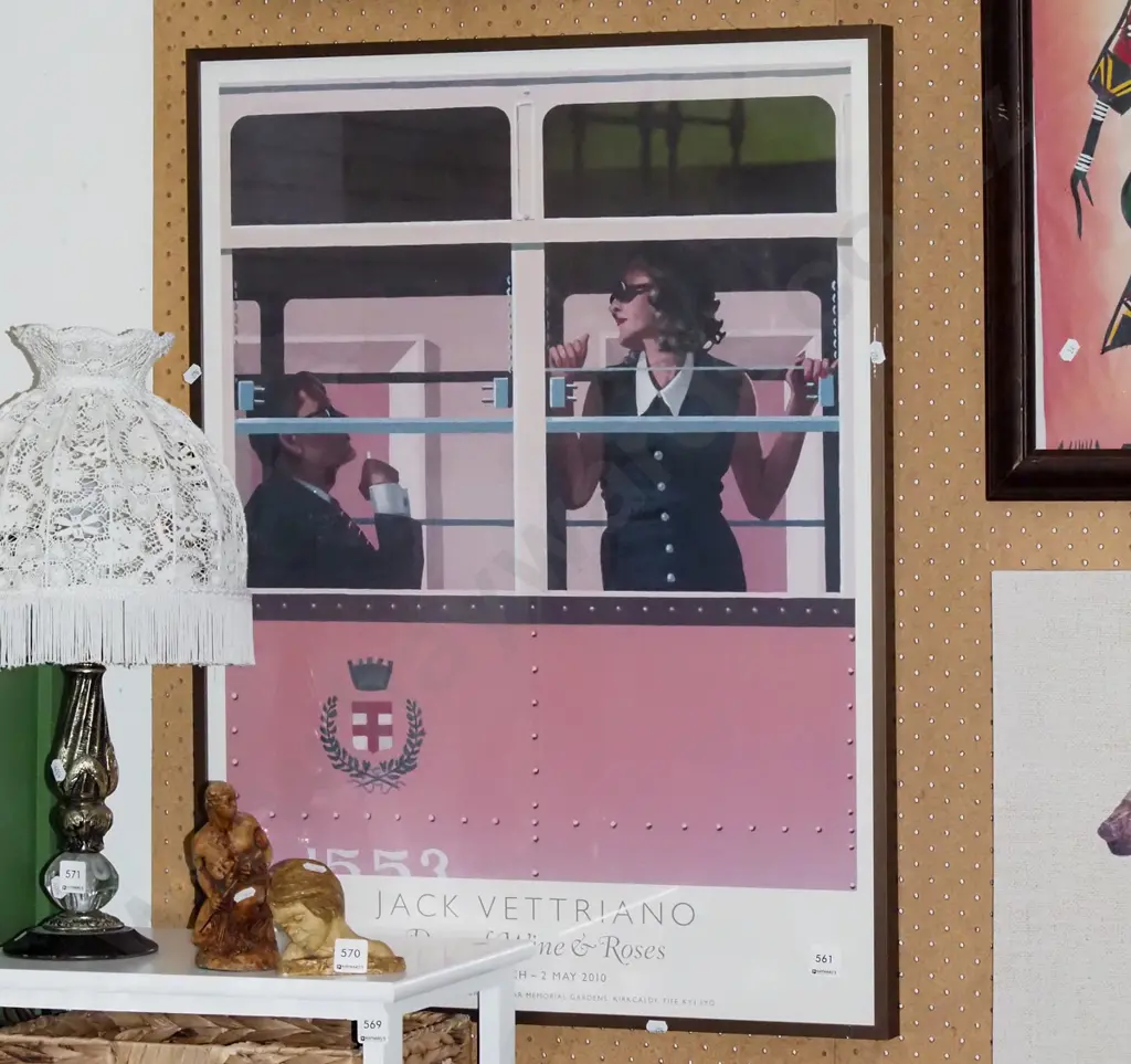 framed Jack Vettriano poster print - Days of Wine and Roses Exhibition print - woman on train H-750 W-560 Image 1++